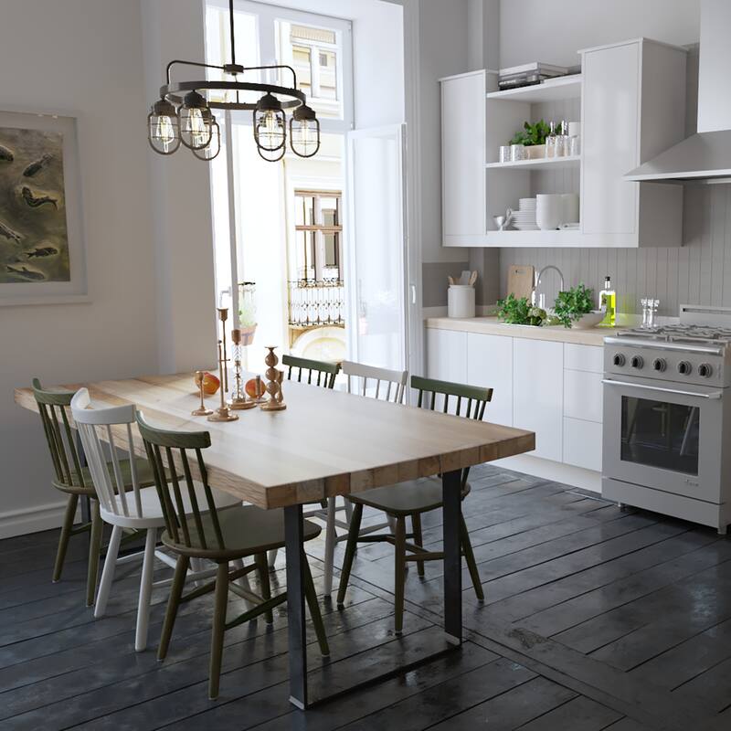 Hunter Starklake 6-Light Chandelier - Dining Room, Entry, Kitchen Table - Industrial, Wheel, Rustic, Caged Design