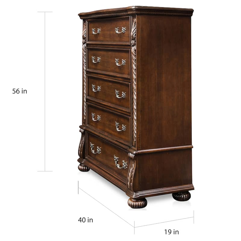Ulis Traditional Brown Solid Wood 5-Drawer Chest by Furniture of America