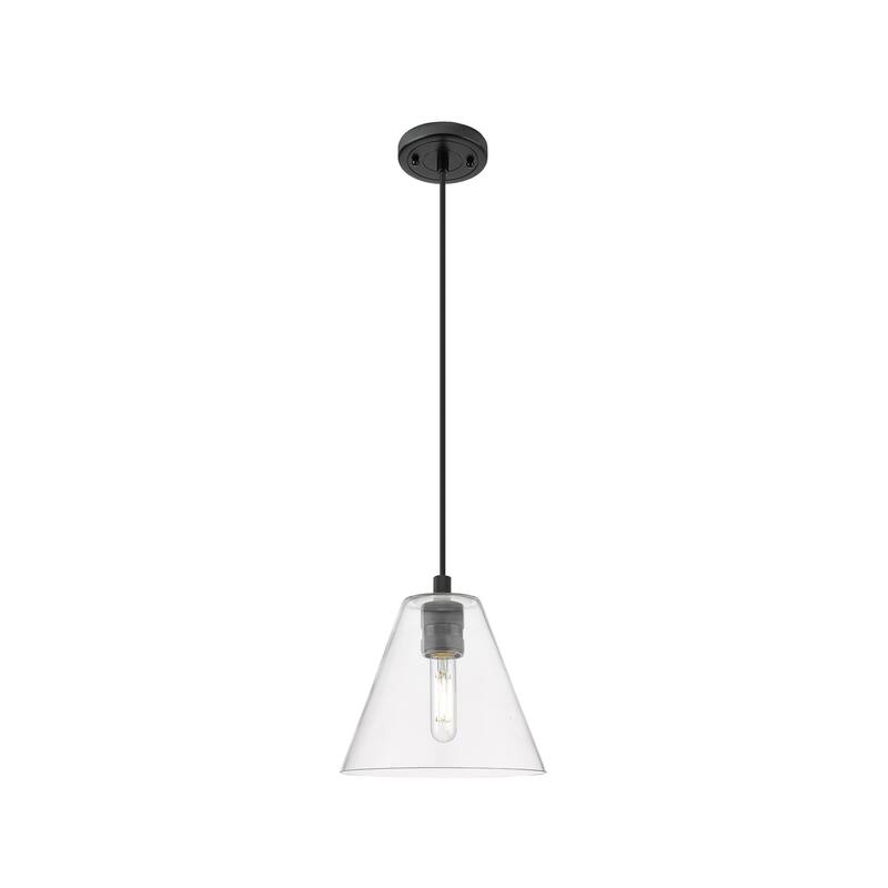 Innovations Lighting Downtown Urban - Crown Point - 1 Light 8" Berkshire Cord Hung Pendant - Clear/Matte Black