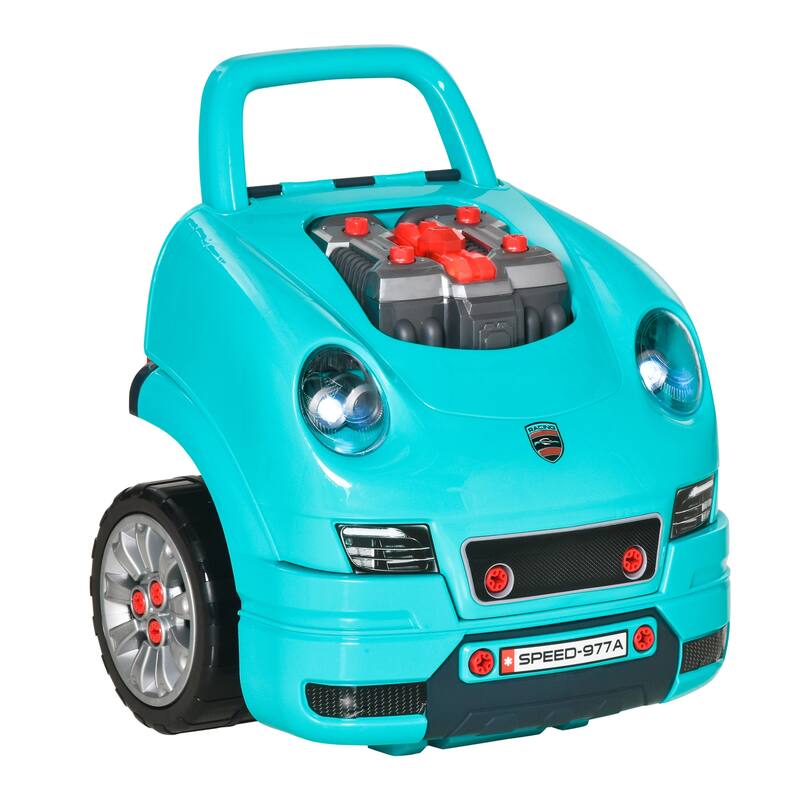 61-Piece Mechanic Workshop Toy for Kids with Tools, Lights, and Interactive Features - Teal - Teal