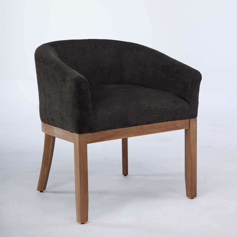 GDF Studio - Winslow Mid-Century Modern Barrel Dining Chair with Arms and Linen Upholstery