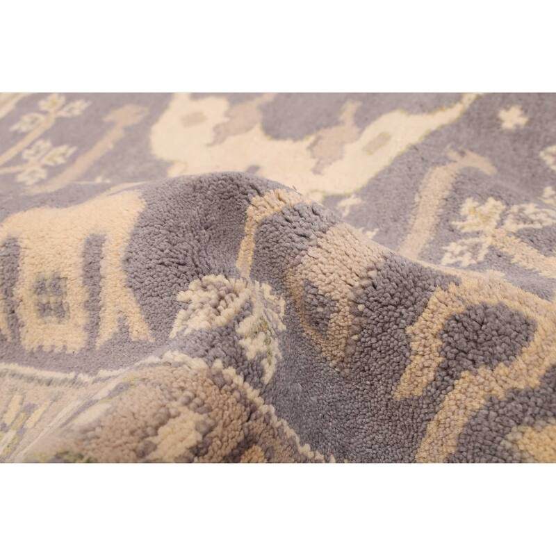 ECARPETGALLERY Hand-knotted Royal Oushak Dark Grey Wool Rug - 7'9 x 7'9