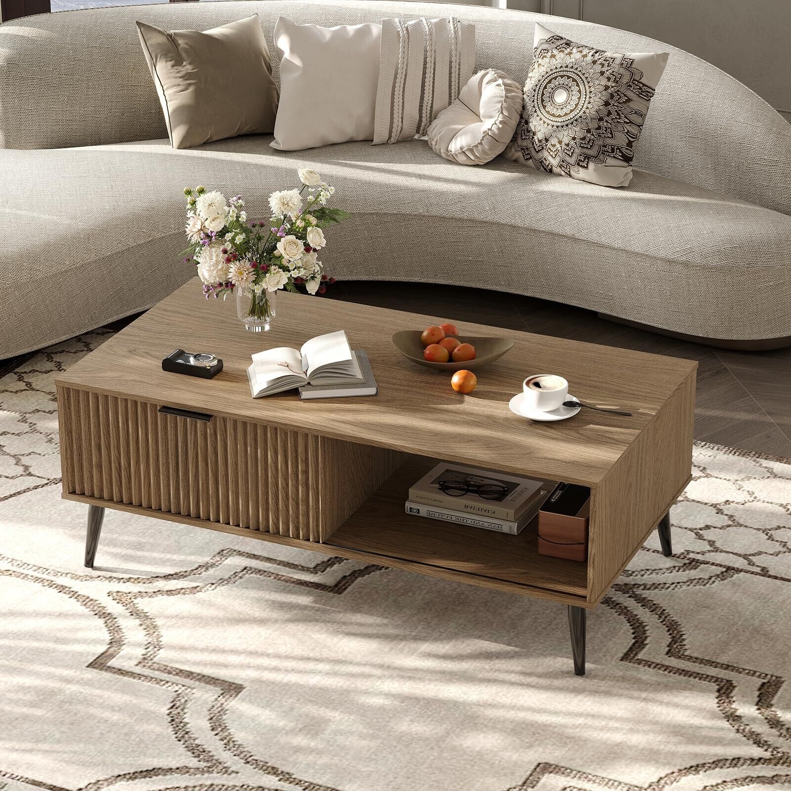 Coffee Table with Storage, 2-Tier Wooden Coffee Table - Overstock
