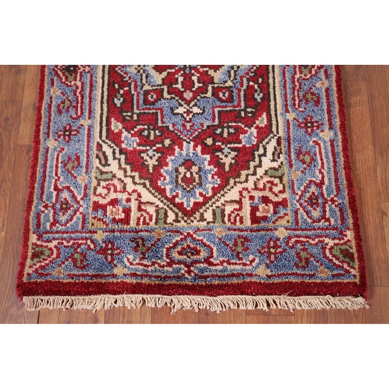Red Heriz Serapi Accent Rug Hand-Knotted Traditional Wool Carpet - 2'0" x 3'0"