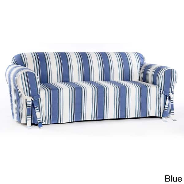 slide 2 of 7, Classic Slipcovers Classic Stripe Sofa Slipcover
