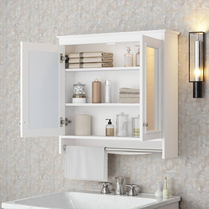 30 Inch Wall Mounted Medicine Cabinet with Mirror, Adjustable Shelves and Soft Close Doors