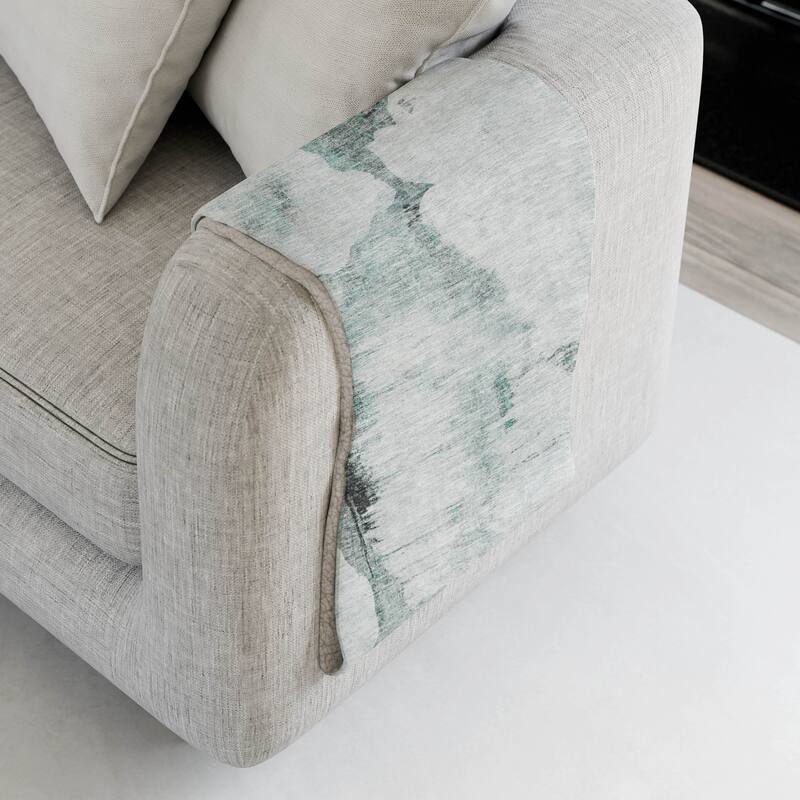 Premium Machine Washable Abstract Modern Sherpa Throw Blanket - Teal - 4'2" x 5'10"