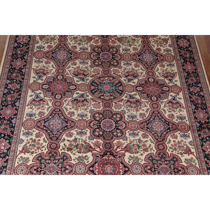 All-Over Aubusson Oriental Area Rug Handmade Wool Carpet - 9'1"x 12'2"