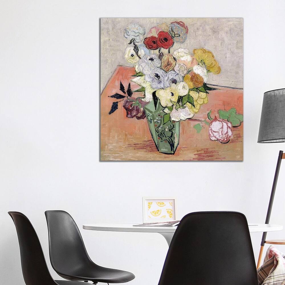 iCanvas "Japanese Vase with Roses and Anemones, 1890 " by Vincent van Gogh Canvas Print