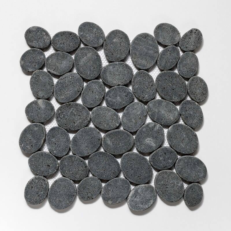 Cruz Bay Studio XC3R Coin Marble - 11" x 11" Pebble and Rock Floor and - Black Basalt