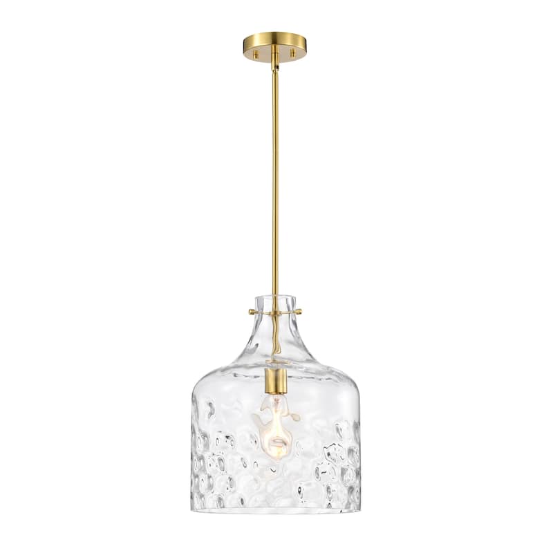 1-Light Gold Finish 12-inch Clear Dimpled Pedant Lamp - 12in