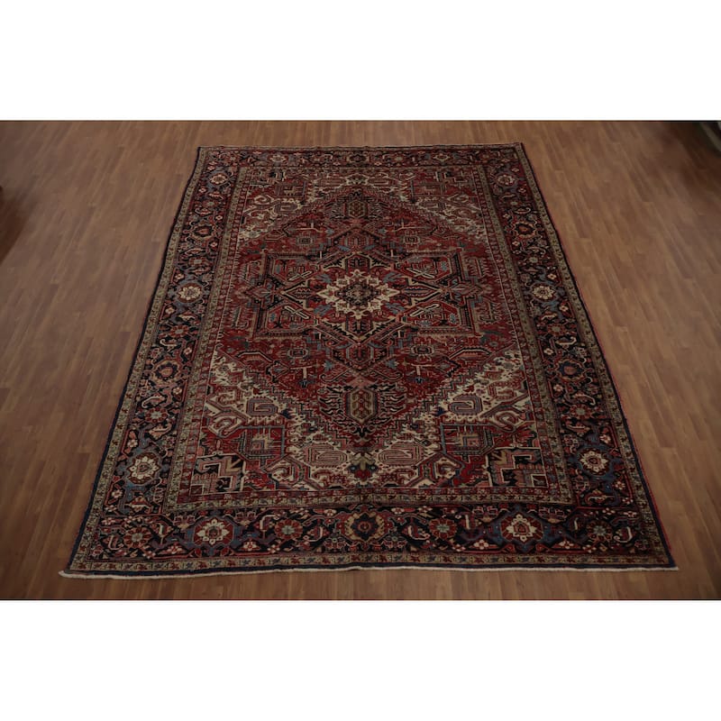 Hand Knotted Oriental 100% Wool Carpet Traditional Medallion Red Heriz (serapi) Area Rug - 13' 7'' X 10' 7''
