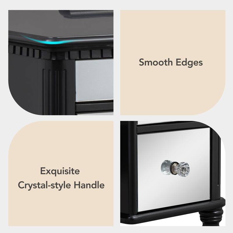 43-Inch Makeup Vanity Set with Adjustable Tri-fold Mirror, Mirrored Drawers, and Soft Cushioned Stool