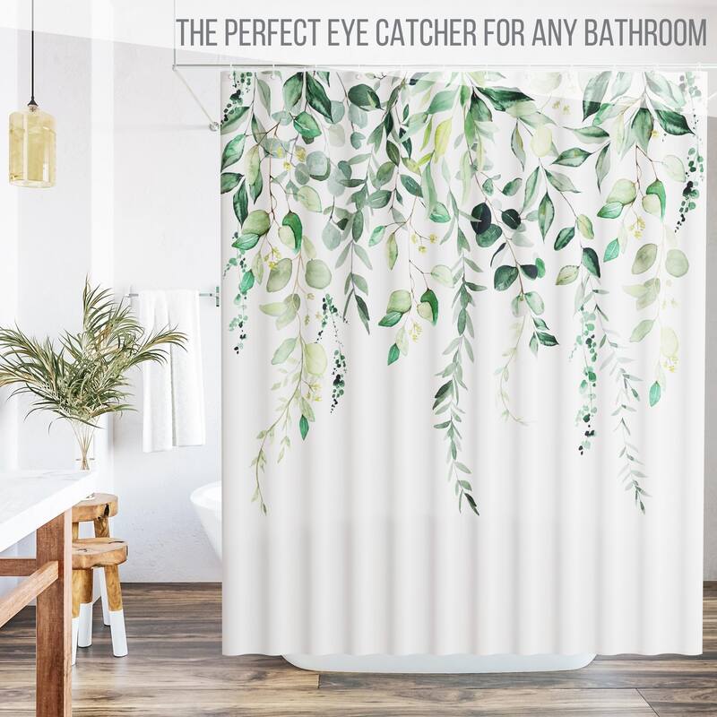 Floral Shower Curtain, 72"x72", Greenery, Botanical Bathroom Decor