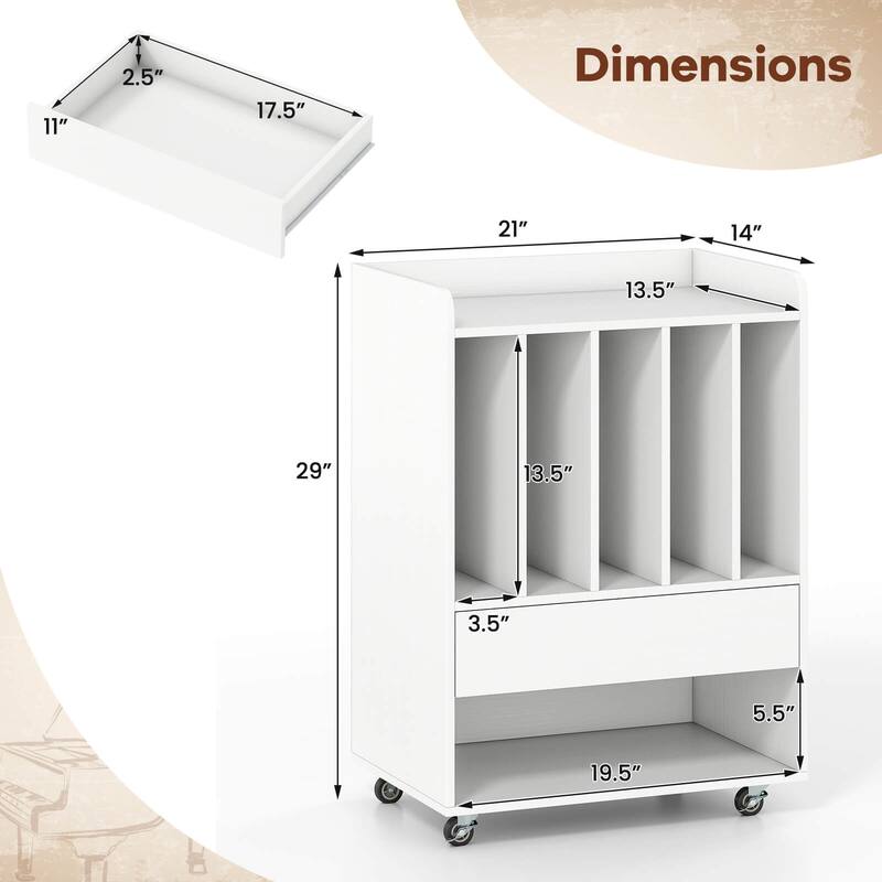 Costway Record Player Stand with Drawer & Record Holder,Lockable - See Details