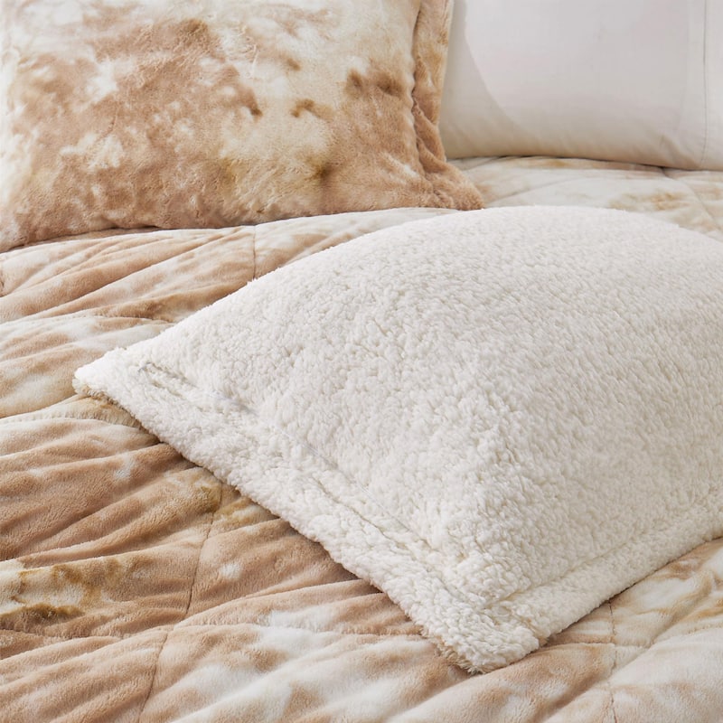 Dual-Side Fluffy Sherpa Comforter Set, Winter Plush Fuzzy Bedding Set