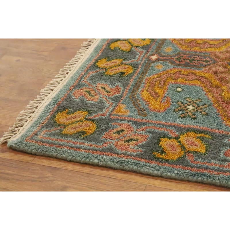 Hand Knotted Oriental 100% Wool Carpet Traditional Geometric Green Kazak Runner Rug - 10' 1'' X 2' 5''