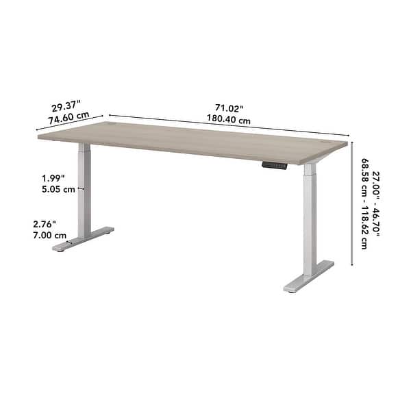 dimension image slide 13 of 15, Move 60 Series 72W x 30D Height Adjustable Standing Desk