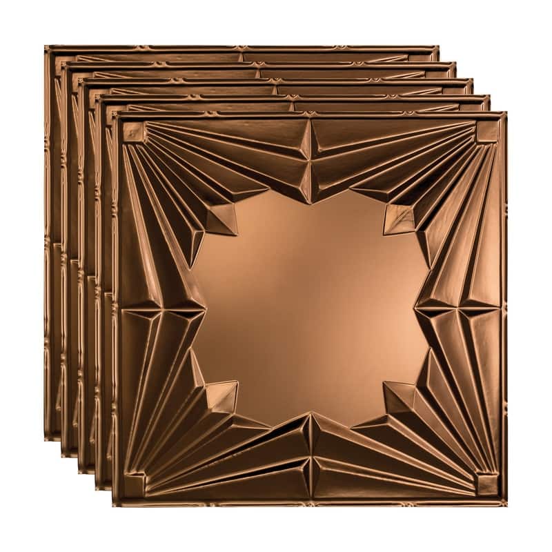Fasade Art Deco Decorative Vinyl 2ft x 2ft Lay In Ceiling Tile in Oil-Rubbed Bronze (5 Pack) - 5 Pack