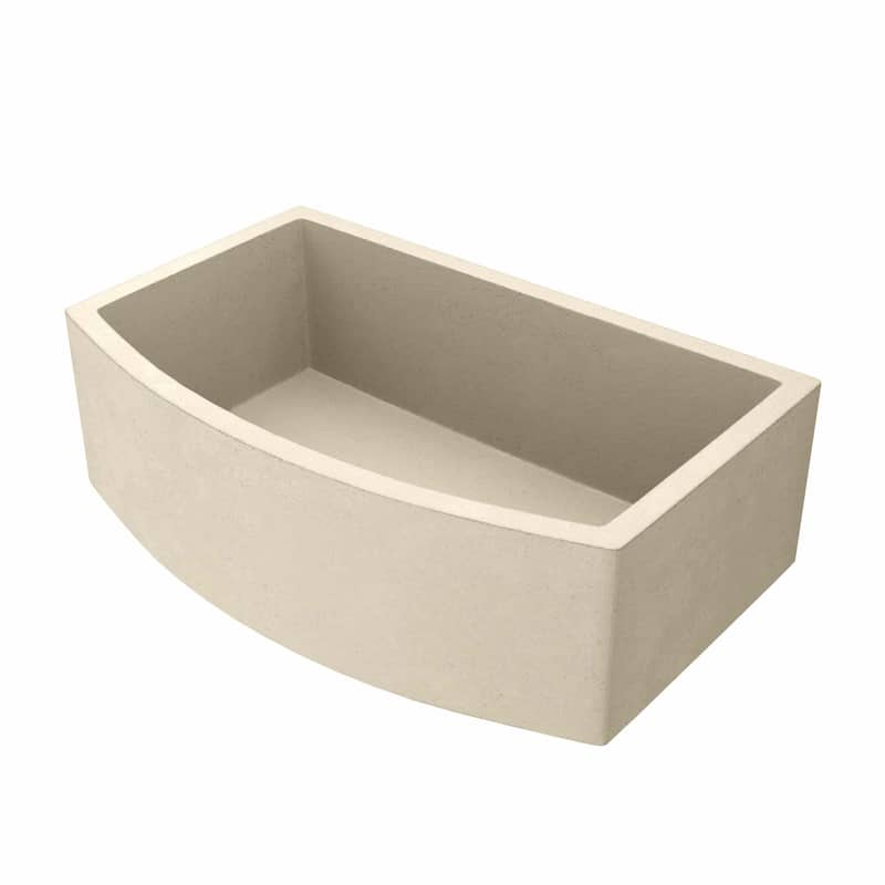 Farmhouse Quartet 33-inch NativeStone Curved Kitchen Sink - 33" x 20.5" x 10.25" - Sand