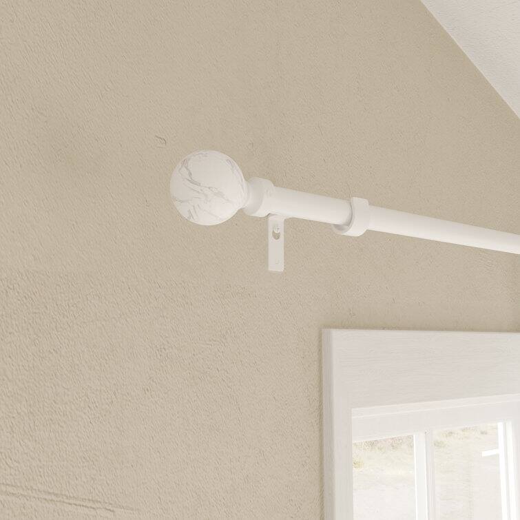 Acroma Adjustable Single Curtain Rod and Coordinating Finial Set - 48 to 84 inches
