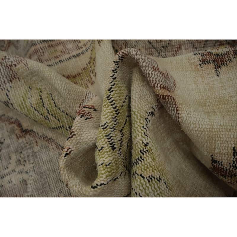 Hand Knotted Oriental 100% Wool Carpet Transitional Floral Beige & Ivories Anatolian Area Rug - 9' 9'' X 5' 6''