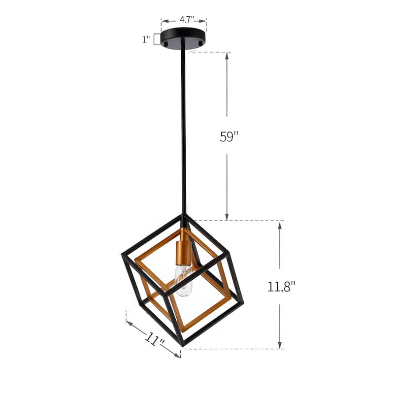 1-Light Geometric Cube Lantern, Sci-fi Square / Rectangle Pendant