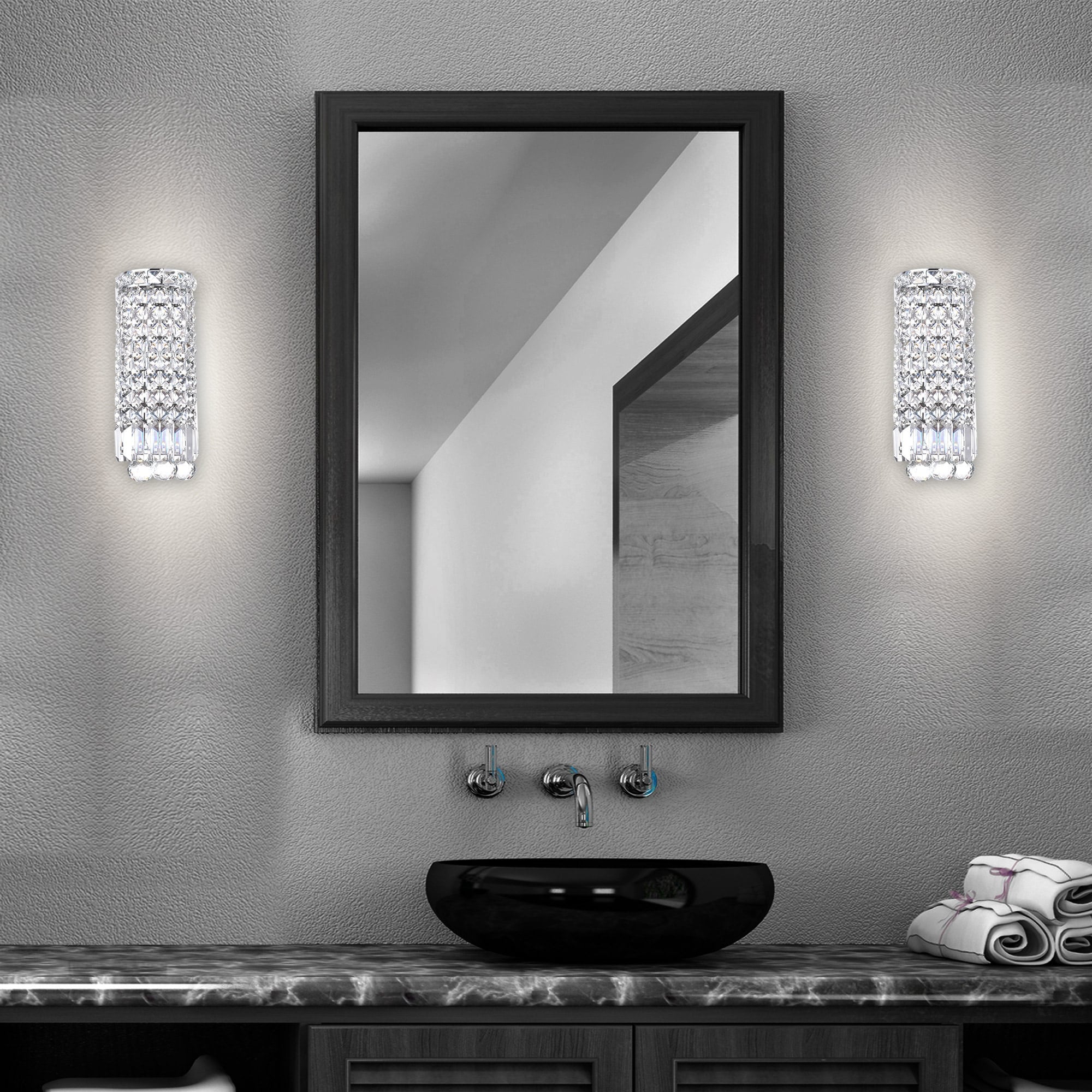 CWI Lighting Colosseum 2 Light 5in Chrome Bathroom Sconce with Crystals
