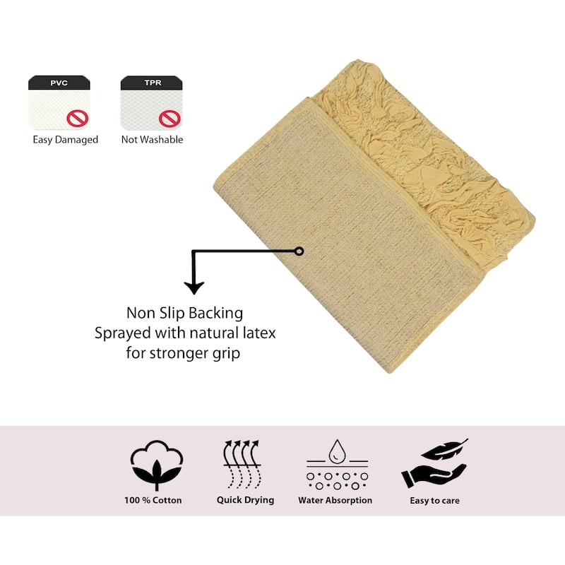 Bell Flower Bathroom Rug, Cotton Soft, Water Absorbent Bath Rug, Non Slip Shower Rug Machine Washable 24"x40" Rectangle