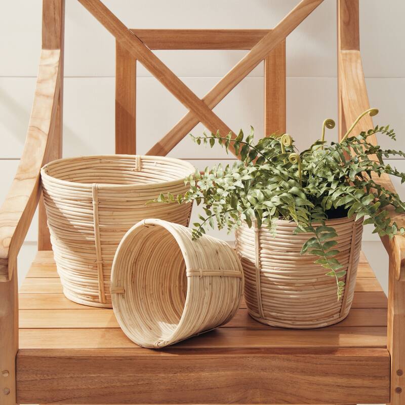 Cane Rattan Mini Round Baskets, Set Of 3