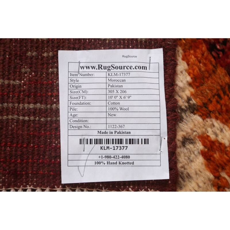 Tribal Geometric Moroccan Oriental Area Rug Hand-knotted Wool Carpet - 6'9" x 10'0"