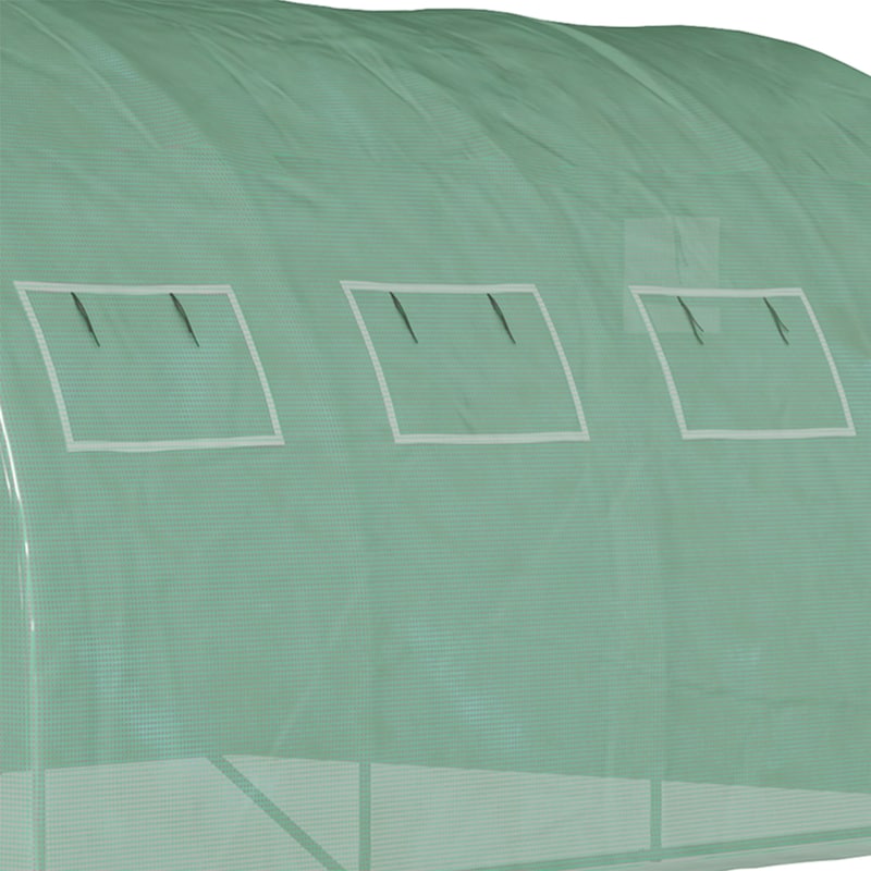 Outsunny 13' x 10' x 6.5' Walk-in Tunnel Greenhouse with 2 Zippered Mesh Doors & 10 Mesh Windows