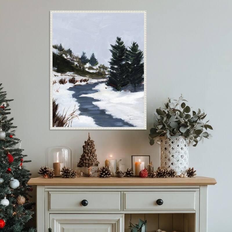 Winter Trails by Pamela Munger (23 x 28 in.), Framed Canvas Wall Art Print - Sylvie Beaded White