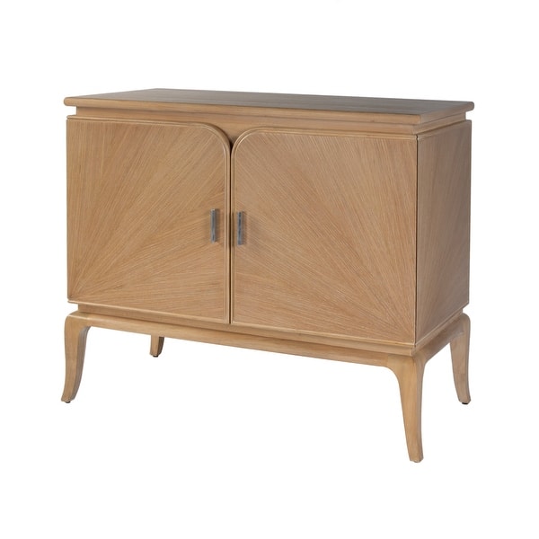 slide 2 of 7, Karolina 40 in. W Wood 2 Door Accent Cabinet with Interior Shelves Light Brown