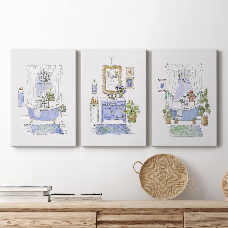 Sketchy Bath I- Premium Gallery Wrapped Canvas - Ready to Hang