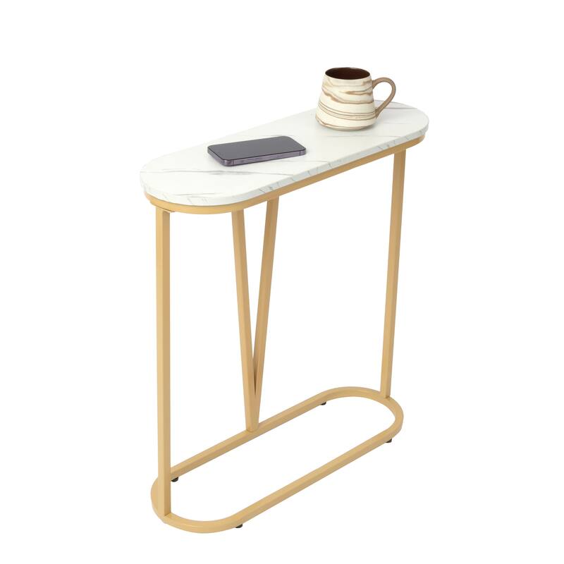 Narrow Side Table with Shelf, 25-inch Tall End Table for Small Space