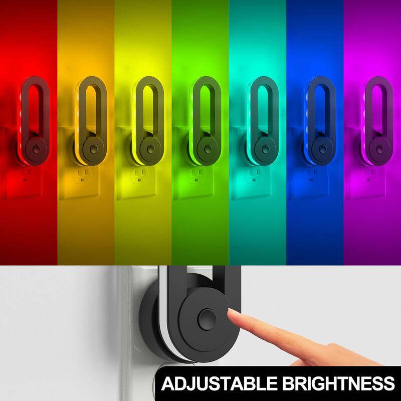 YANSUN Plug-in RGB Night Light with Rotating Arm, Dimmable Rainbow Wall Lamp