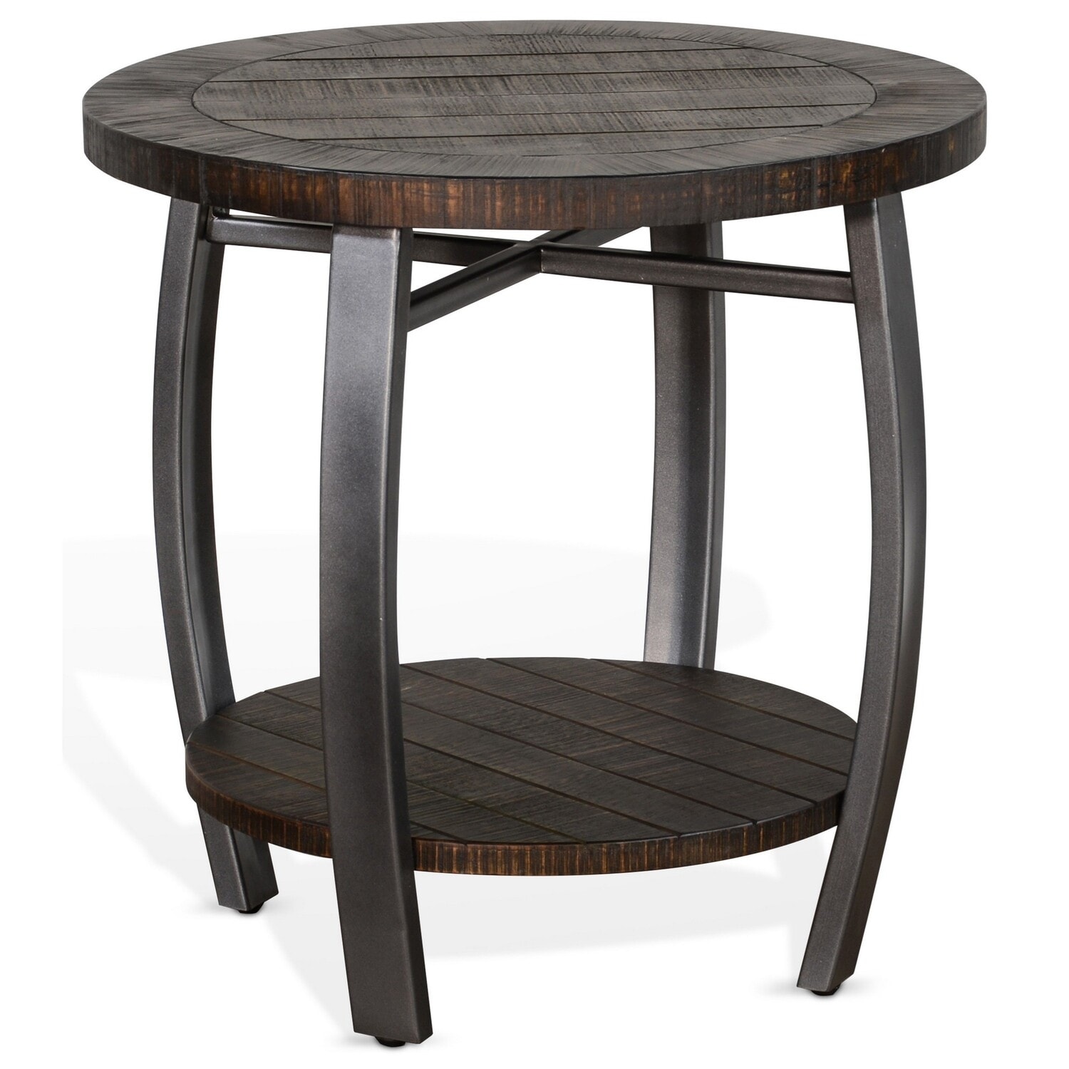 24 in. Dark Brown Round Wood End Table, Sturdy Build End Side Table for Living Rooms