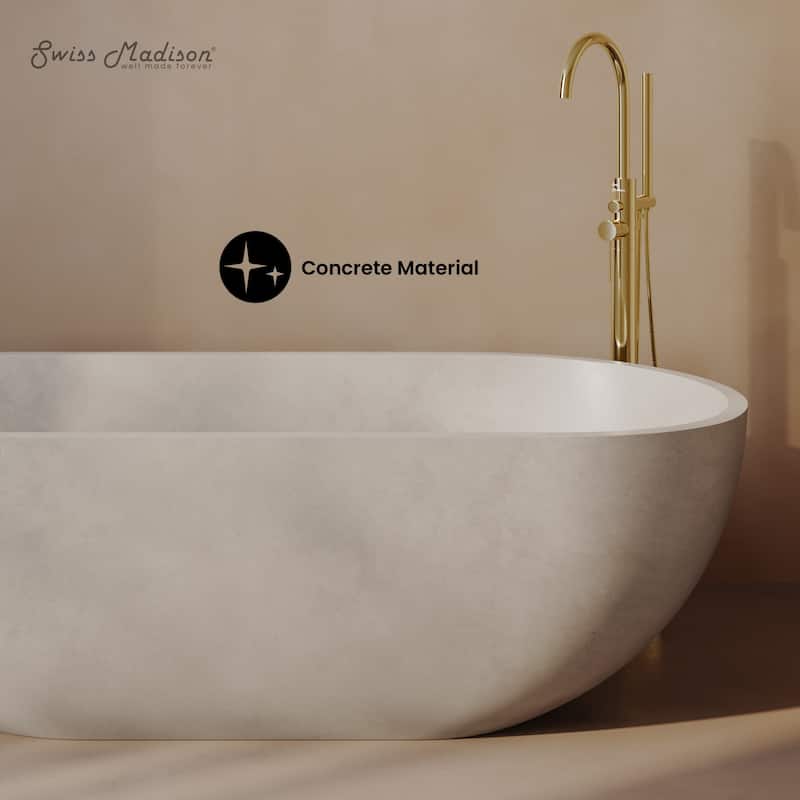 Claire 60" FreestandingConcreteBathtub In Sand, Drain Included