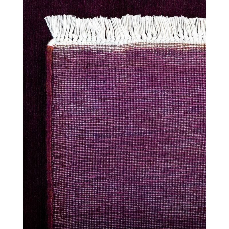 Overton Hand Knotted Wool Vintage Inspired Modern Contemporary Overdyed Purple Runner Rug - 3' 2" x 22' 6"
