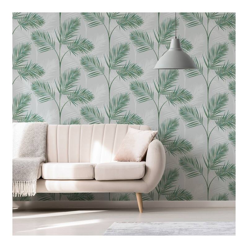 Fine Decor South Beach Stone Fronds Wallpaper - 20.5 x 396 x 0.025