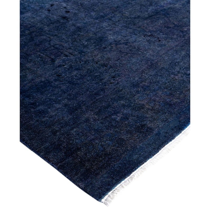 Overdyed One-of-a-Kind Hand-Knotted Square Area Rug - Blue - 7' 10" x 8' 1"