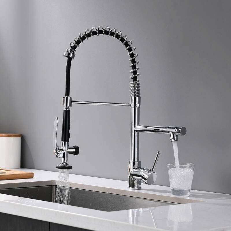 Modern Single Handle Swivel Kitchen Faucet with Sprayer Function