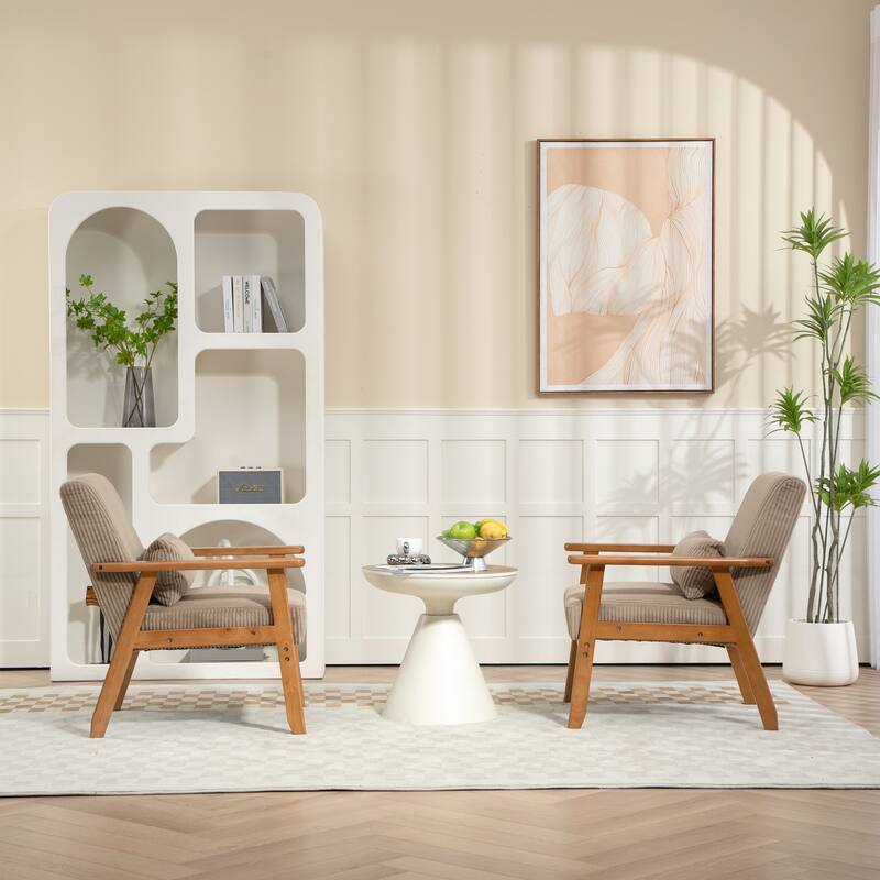 Velvet fabric armchair Solid wood frame leisure chair for the living room bedroom a set of two
