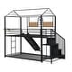 preview thumbnail 8 of 22, Twin Over Twin Metal Bunk Bed, Creativity Kids Bed Metal Platform Bed Frame Housebed with Slide and Storage Stair for Boys Girls