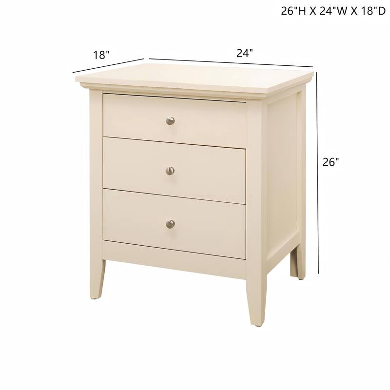 Modern Bedroom Cabinet Bedside Table with Three Drawers Storage Nightstand for Bedroom