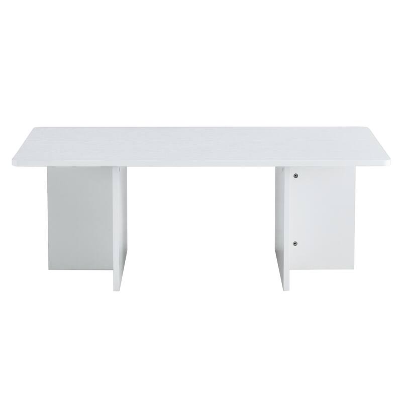 Roomfitters White MDF Coffee Table with Clean Lines, Modern Practical Tea Table for Living Room and Bedroom