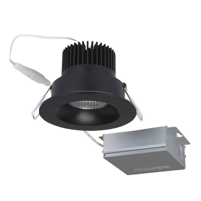 12W LED DW Downlight 3.5 in 3000K 120V Round Remote Driver Black