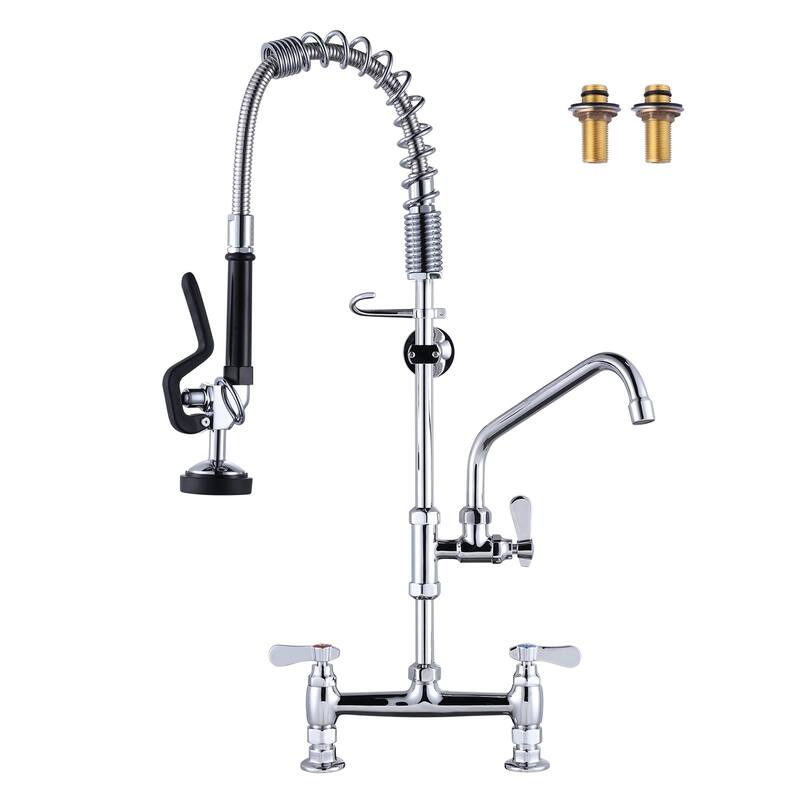 WOWOW Triple Handle Commercial Pull Down Sprayer Kitchen Faucet
