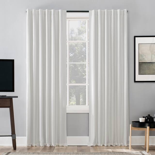 Sun Zero Evelina Faux Dupioni Silk Blackout Curtain Panel, Single Panel - 50 x 84 - Pearl